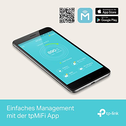 TP-Link M7350 Mobiler 4G LTE WLAN Router, bis 150 Mbit/s, Farb-LCD, 2000-mAh-Akku (bis zu 8 Std.), verbindet...