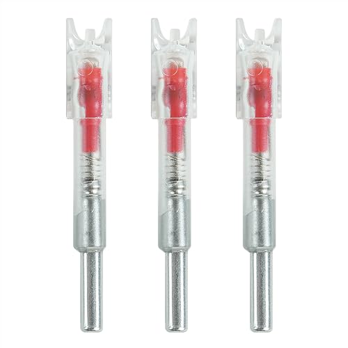 BALLISTA 6mm Lighted Nocks for Crossbow Bolts - High Visibility LED Arrow Nocks, Long Battery Life, On/Off Switch, Fits 4.2mm ID, 6mm OD Shafts - Green/Red/Blue - 3 pc (Red)