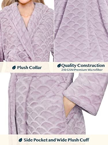 Pavilia Womens Short Robe, Fuzzy Soft Female Bathrobe, Fluffy Plush Cozy Shower Spa House Kimono (L/Xl, Light Purple) #TOP3
