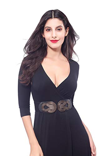 VOCHIC Womens Wide Elastic Waist Belt for Dresses Ladies Stretch Belts with Interlock Buckle4