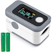 Ossimetro, pulsossimetro da dito, saturazione di ossigeno nel sangue, frequenza del polso e monitor del livello SpO2(con cavo e batteria), adatto per la famiglia, il fitness