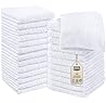 Utopia Towels 24 Pack Cotton Washcloths Set, 100% Ring Spun Cotton, Premium Quality Flannel Face Cloths, Highly Absorbent and Soft Feel Fingertip Towels, White