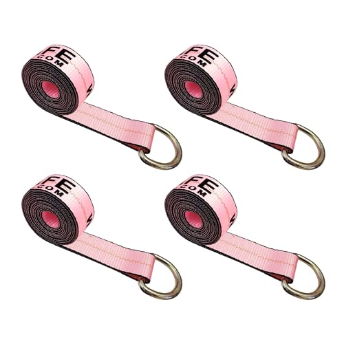 Image of Mega Cargo Control 2 inch x 10' D-Ring Lasso Strap & Recovery Auto Tie Down for Wheel Lift, Trailer, Tow Truck (4 - Pack)