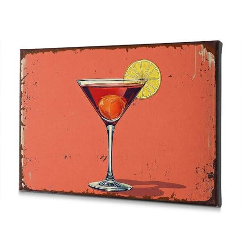 Décoration murale haut de gamme cocktail martini et citron sur toile premium