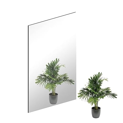 TSKDKIT HD Wall Mirror Self Adhesive Glass Mirror High Clear Mirrors Stick On Frameless Large Adhesive Mirrors Tile for Bathroom, Bedroom, Living Room, Hallway Decoration(40 x 30cm)