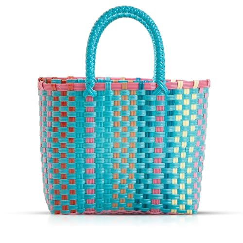 Bolso cuadrado de playa tejido para mujer miniatura 1