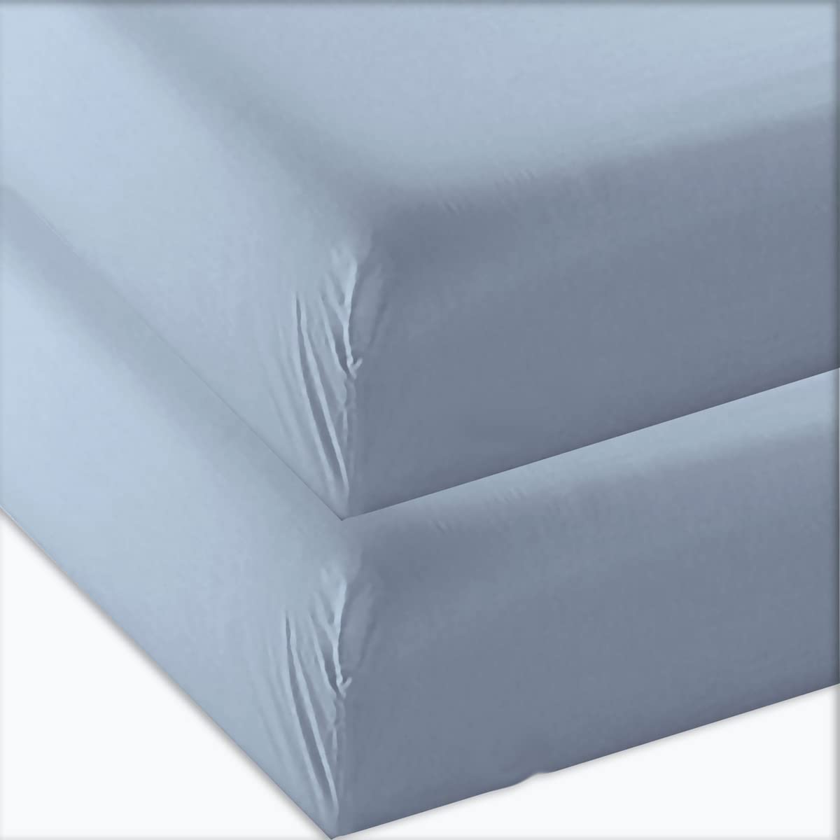 4U'LIFE 2-Pack Full Fitted Sheets, Prime 1800 Series Double Brushed Microfiber,Ultra Soft \u0026 Comfortable,Light Blue