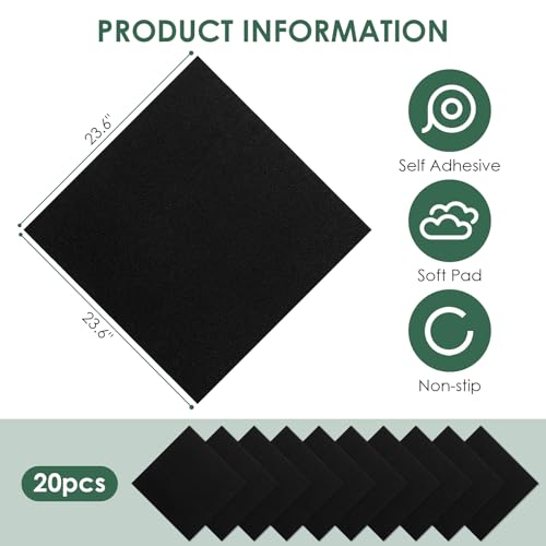 VallisCo Carpet Tile 20 Pack 24” X 24” Self Adhesive Carpet Floor Tiles Anti-Slip Squares Peel and Stick Floor Tile DIY Installation for Bedroom(Black) by VallisCo - Image 6