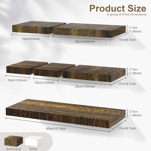 Floating-Shelves-for-Wall-Set-of-6-Rustic-Picture-Ledge-with-Invisible-Bracket-Multi-Size-Combinations-Wall-Shelf-for-Display-Books-Kitchen-Bedroom-Living-Room-Decor-Brown-4-6-8-10-16-Inch Floating Shelves for Wall Set of 6 Rustic Picture Ledge with Invisible Bracket Multi Size Combinations Wall Shelf for Display Books Kitchen Bedroom Living Room Decor Brown 4 6 8 10 16 Inch