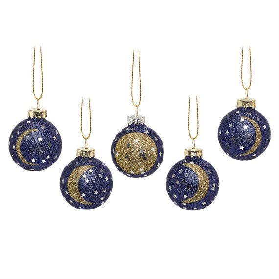 Sass & Belle Phases of the Moon Mini Bauble Set, Blue