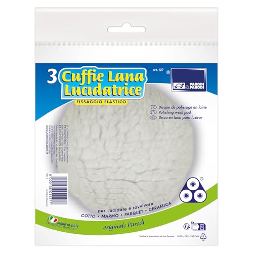 Parodi&Parodi Pulizia Cuffia Lana 3 Dischi Lucidatrice, Tessuto, Bianco, 14x23x1
