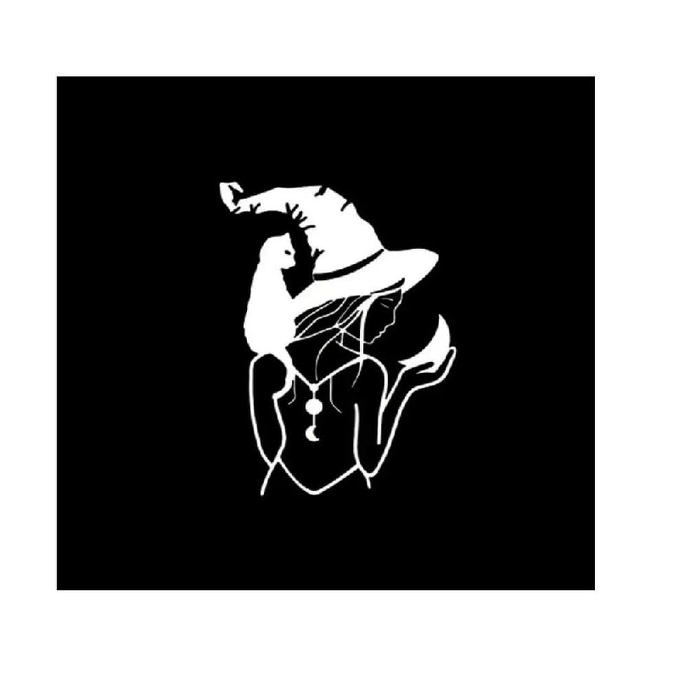 Auto Accessory Witch Decal Girl Holding Moon Decal Shoulder Cat Decal Witchcraft Vinyl Decal for Car