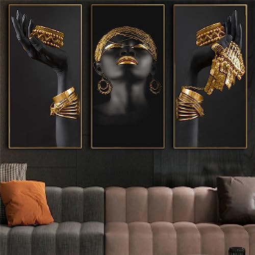 Toile Femme Africaine Bijoux Or pour Habiller un Mur Vide Facilement