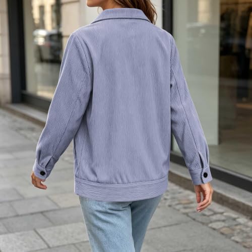 Womens Corduroy Jacket Button Down Shirt Long Sleeve Cropped Cardigans - image 3