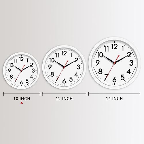 Image of AKCISOT Wall Clock Silent Non Ticking Modern Wall Clocks Battery Operated 10 Inch, Analog Small Classic Clock Decorative for Bedroom, Kitchen, Home Office, Bathroom, School, Living Room (White)