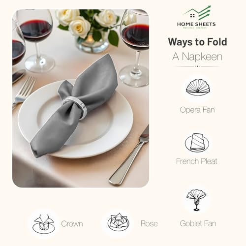 Image of 100% Cotton Dinner Napkins 12x12 Inch, Soft & Durable, Reusable Cloth Napkins for Dining, Events, and Everyday Use (Light Grey, Set of 25 (12x12))