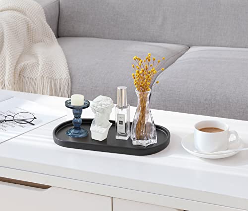 Luxspire Bathroom Vanity Tray for Countertop, Oval Kitchen Soap Dispenser and Toiler Tank Trays, 11.4“ Resin Vanity Organizer for Lotion Bottles, Perfume, Jewelry, Dresser, Medium, Matte Black by Luxspire - Image 5