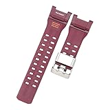 ROUHO Correa de Reloj Asa Integrada 28mm con Cierre Acero INOX y Anilla, Repuesto Silicona para CASIO G-Shock Mudmaster 3rd-Rojo