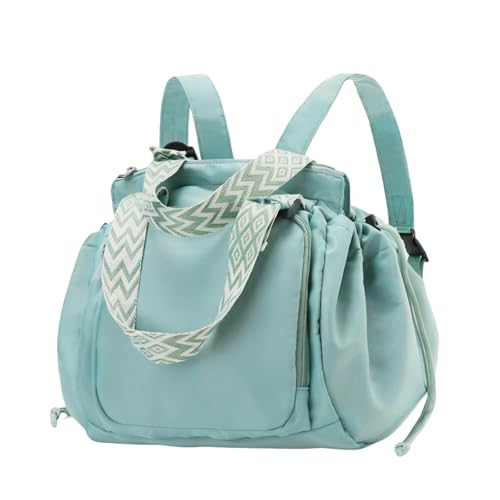 Fashowlife Multi-Function Tote Bag Large Capacity– Versatile Nylon Lightweight Backpack with 15 Pockets for Car Travel Shopping Everyday Organizer Carry, Mint Green