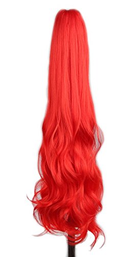 yuehong Adult Long Wavy 21" Colorful Clip In/On Hair Extensions Piece Curly Claw Ponytail wig (Blue)