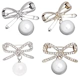 ABOOFAN 4 Pièces Épingles Nœud en Cristal Anti espionnage en Alliage, Accessoire Élégant pour Vêtements et Pulls, pour Compléter Votre Tenue