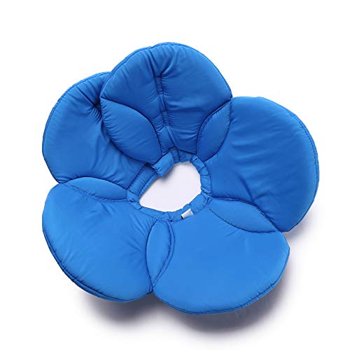 Image of Dog Collar, Pet Cone E-Collar Flower Soft Elizabethan Waterproof Grooming Recovery Protecive Adjustable Collar for Puppy Small Medium Dogs (S Neck:9-11in, Blue)