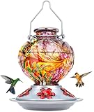 BOLITE Hummingbird Feeder, Hand Blown Glass Hummingbird...