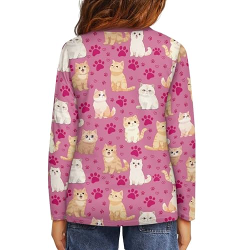 Image of Girls Long Sleeve Shirts Casual Crewneck Soft T-shirts for Girls 3-16 Years Old