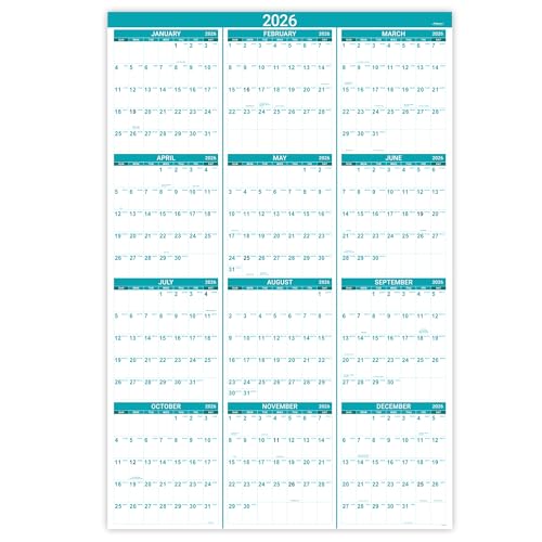 2026 Wall Calendar - Yearly Wall Calendar 2026 with Julian Date, Jan 2026 - Dec 2026, One Page for Organizing, Premium Thick Paper, Vertical, Gift Pocket, 34.8