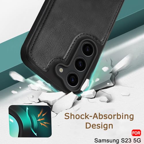 Image of TheGiftKart Genuine Leather Finish Back Cover Case for Samsung Galaxy S23 5G | Shockproof Design | Raised Edges for Camera & Screen Protection | Stunning Minimalist Design Back Cover Case (Black)