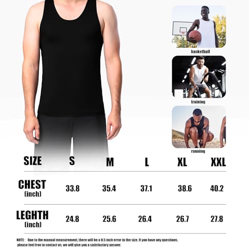 HYCOPROT 3 Pack Men's Athletic Compression Shirt Breathable Sleeveless T-Shirt Muscle Quick Dry Workout Tank Top for Fitness Running Training (Black, S) - Image 7