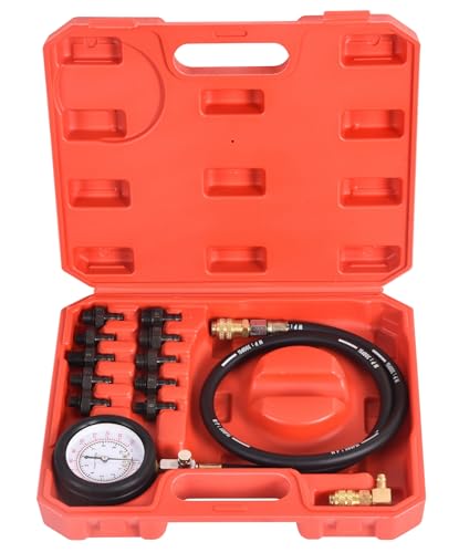 DHA Öldruckprüfer Öldrucktester Set Motor Öldruckmesser Tester für Pkw und LKW Druckprüfer Motoröl Messgerät Prüfgerät im Koffer