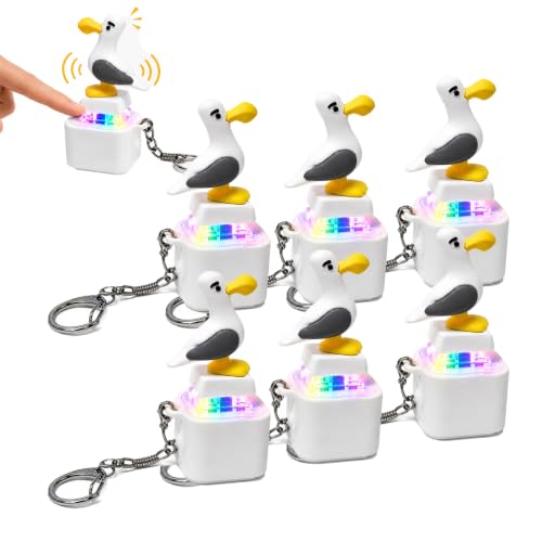 Seagull Mine Button Keychain, Rechargeable Fidget Clicker, Real Sound, LED Light, Funny, Keyboard Clicker (6Pcs)