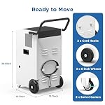 170 Pints Commercial Dehumidifier with Pump, 7,500 Sq.Ft Coverage - Image 3