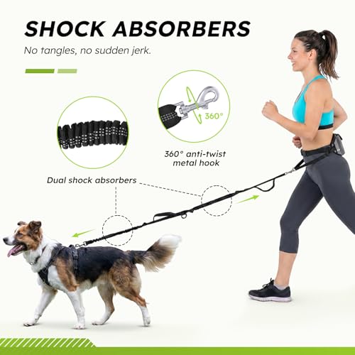 Miniatura 7 de Pecute Correa Running Perro Correa Manos Libres Para Perros Grande Proteger La Cintura Con Costuras Reflectantes, Cinturones De Cintura Ajustables, Endure 110kg Gris 2
