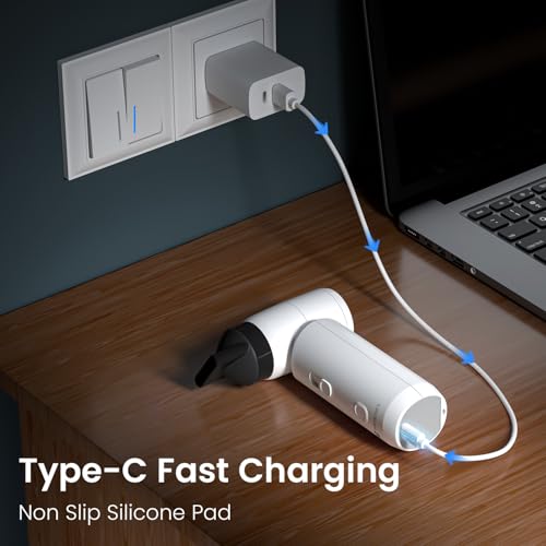 Image of Portronics Tez, Mini Handheld High Speed Air Blower, Stepless Regulation, Rechargeable Type-C, for Cleaning Computers, Cars, Backyard and Home Appliances, Cordless & Compact, Up to 80000 RPM