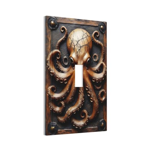 Decorative Light Switch Cover Plate Vintage Octopus 1 Gang Wall Plate Oversized Single Toggle Wall Cover Plate Jumbo Electrical Switchplate Faceplate