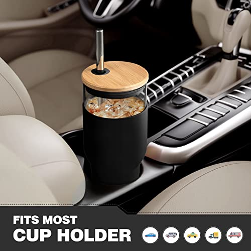 Kytffu Tumbler With Lid And Straw, 40 Oz Glass Tumbler Fits Cup Holder, Smoothie Cup Iced Coffee Tumbler For Boba Tea, Juice, Water Tumbler Suits Home, Office Or Car #TOP1