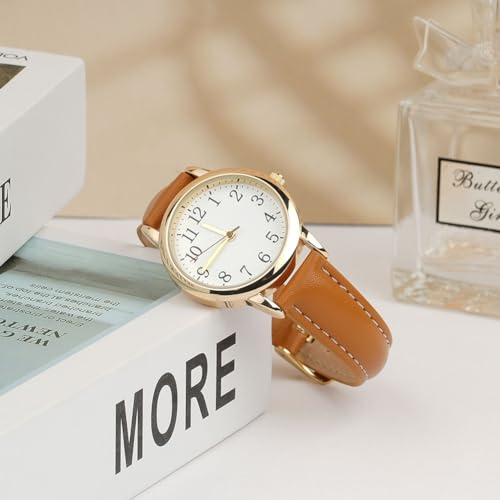 Vicloon Damenuhr, Damen Analog Quarz Uhr mit Leder Armband, Uhren Damen Einfache Business Klassische Armbanduhr Lässig Quarzuhr Kleideruhr – Bild 6