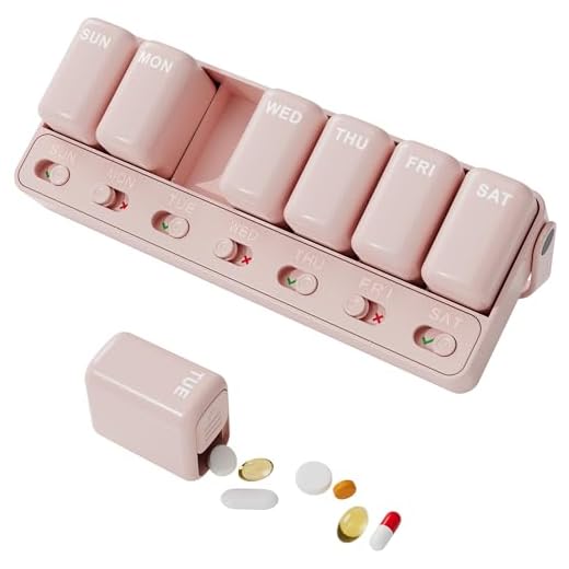 Restree Weekly Pill Organizer 7 Day one time a Day with Reminder, Detachable Travel Pill Case, Large Capacity Medicine Organizer for Vitamins, Supplements & Daily Medications (Pink)