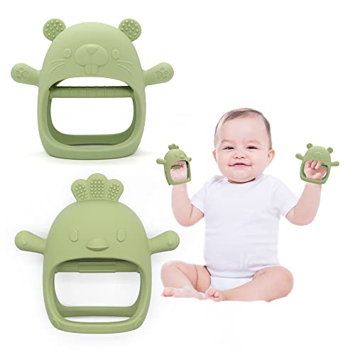 Image of Rayshie Silicone Baby Teether Toy, for Infants 3+ Months, Baby Chew Toys, BPA Free for Sucking Needs, for Soothing Sore Gums, Teething Toy Silicone Glove Teether(2pcs)