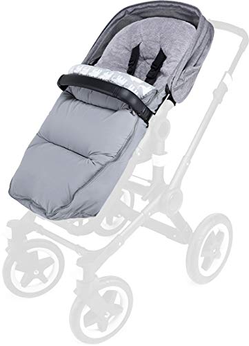 Priebes Winterfußsack Steffi für Kinderwagen & Buggy & Sportwagen/Fußsack Länge 100 cm/Mumienform & atmungsaktiv/ergonomisch geformt z. B. für Joolz, Bugaboo, Design:grau elefanten grau