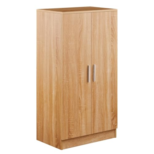 WeHome - Scarpiera in Legno 2 Ante Con 7 Ripiani Interni, Mobile Per Scarpe Salvaspazio, 55x36x108 Cm, Per Ingresso (Rovere Naturale)