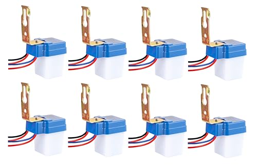 Image of Automatic Light On-Off Day-Night Photocell Sensor Relay 2 Way Switch 220 Volt for Lights Water Proof, Customer Care Support (Set of 8), White