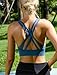 RUNNING GIRL High Impact Sports Bras for Women,Strappy Crisscross Black Sports Bra High Support with Removable Pads(WX3011_Black+White+Dark Blue_L)