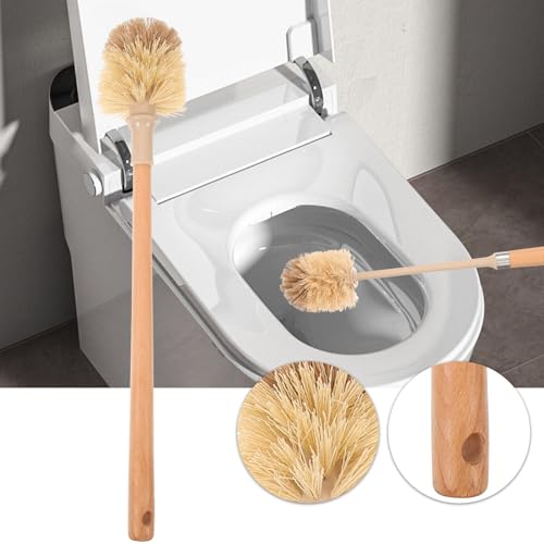 Image of Wooden Toilet Brush with Long Handle for Bathroom and Kitchen Cleaning Multipurpose Bowl Brush for Home Hotel Office Use Hanging Hole for Convenient Storage
