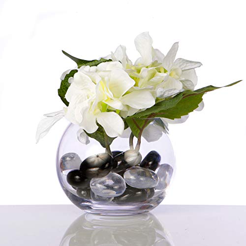 Clear Large Oval Pebbles Mixed Transparent and Coloured Stones Aquarium Marbles Table Scatter Stones Decorative Nuggets Vase Filler Beads Plant Pot Decoration 26pcs (Black/Transparent) - Image 2