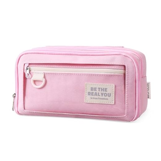 languo Pencil Case, 2 in 1 Large Capacity Pencil Pouch with Durable Zipper, Cute Pencil Bag for Girls Teens and Women, Portable Organizer for School Supplies (Pink)