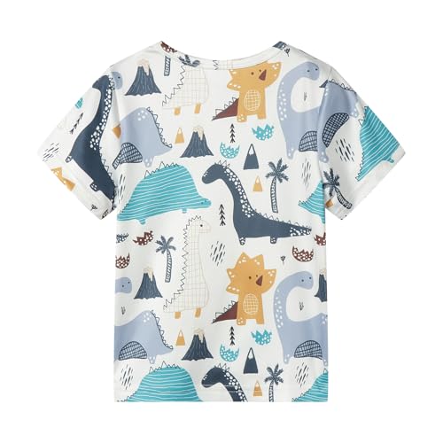 Image of LittleSpring Kids Short Sleeve Tshirt Crewneck Print Summer Tops