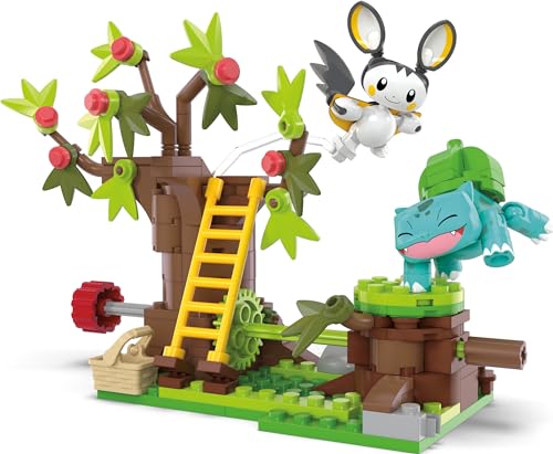 MEGA Pokémon Building Toys Set Emolga and Bulbasaur’s Charming Woods with 194 Pieces, 2 Poseable Characters and Motion, for Kids - Thumbnail 5
